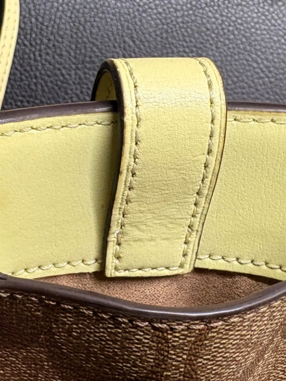 Coach North/South Phone Crossbody Gold/Light Khaki/Faded Blush Signature Canvas